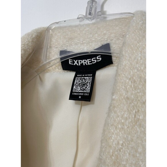 Express Women’s Blazer Wool Blend Double Breasted Button Up Lined Padded Cozy - Picture 2 of 7